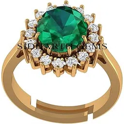 akshita gems Certified Natural AA++ Quality 5.25 Ratti 4.55 Carat Zambian Emerald Panna Gold Adjustable Ring for Women's and Men's-picture-10
