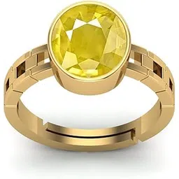 akshita gems Certified Unheated Untreatet 13.00 Carat A+ Quality Natural Yellow Sapphire Pukhraj Gemstone Gold Plated Ring for Women's and Men's-picture-25