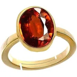 akshita gems Gomed Gold Plated Ring 6.25 Ratti 5.00 Carat Natural and Certified Hessonite Garnet (Gomed) Astrological Gemstone Adjustable for Men and Women-picture-22