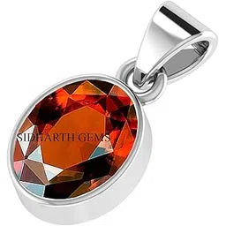 akshita gems Gomed Pendant Locket 7.25 Ratti Silver Plated Natural and Certified Hessonite Garnet (Gomed) Astrological Gemstone Stone for Men and Women-picture-48