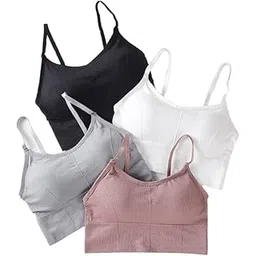 akstore Women Cotton Padded Wire Free Sports Bra Fitness Yoga and Gymwear, Fashionable Lifestyle, Outdoor Life, (Pack of 3)-picture-3