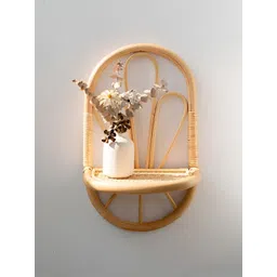 akway Beige Textured Wooden Arc Wall Shelf-picture-38