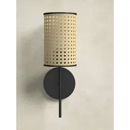 akway Black & Beige Textured Wooden Wall Lamp-picture-58