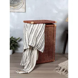 akway Brown Textured Bamboo Cane Laundry Basket-picture-31