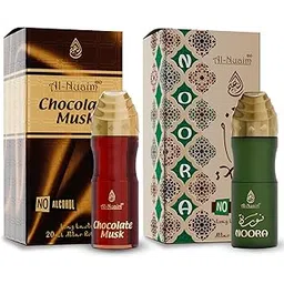 Al-Nuaim Chocolate Musk & Noora Attar - Pack of 2 (20ml Each) | Alcohol Free | Attar Roll On | Luxury Scent With Long Lasting Fragrance-picture-55
