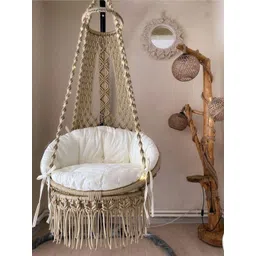 Alaaya Decor Beige & White Round Shaped Hammock Swing image 1