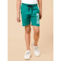 Alan Jones Boys Green Typography Printed Outdoor Shorts-picture-24