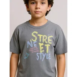 Alan Jones Boys Typography Printed Round Neck Oversized Cotton T-shirt image 4