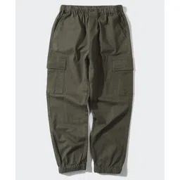 ALAN JONES Cotton Woven Full Length Stretchable Solid Cargo Pants - Olive Green-picture-15
