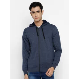 Alan Jones Men Solid Hooded Front-Open Sweatshirt image 1