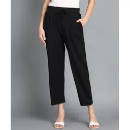 alan jones Women Relaxed Black Cotton Blend Trousers-picture-32