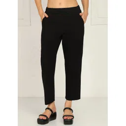 alan jones Women Relaxed Black Pure Cotton Trousers-picture-13