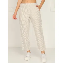 Alan Jones Women Striped Relaxed Trousers-picture-35