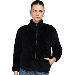 Alan Jones Clothing Women Polyester Fluffy Yarn Fleece Full-Zip Standard Length Jacket-picture-11