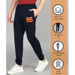 alan jones Men Solid Dark Blue Track Pants image 3