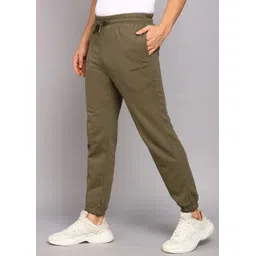 alan jones Men Solid Green Track Pants image 3