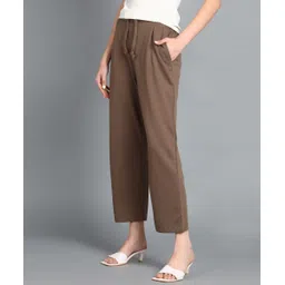 alan jones Women Relaxed Beige Cotton Blend Trousers image 2