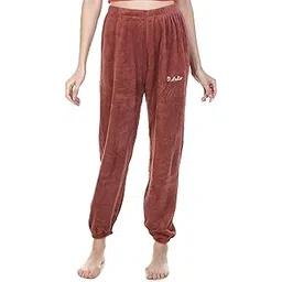 alaxender Present Women's Wool Blend & Fleece Fur, core Velvet Full Length Winter Nightwear Pajama Free Size (28 till 32) Pack of 1 DARK BROWN-picture-39