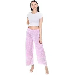 alaxender Women Lucknowi Casual Wide Leg Palazzo Free Size (28 Till 32) Baby Pink-picture-35