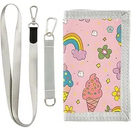 alaza Kids Wallets for Boys Girls Toddler Trifold Wallet Children Small Rainbow Ice Cream Flowers with Zipper Coin Pocket-picture-13