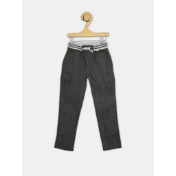 ALBEPOSE Boys Dark Grey Printed Cargo Pants-picture-54