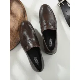 Alberto Torresi Men Brown Solid Genuine Leather Formal Loafers Shoes-picture-24