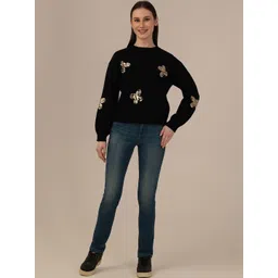 Albion By CnM Women Embroidered Woollen Pullover with Embellished Detail-picture-35