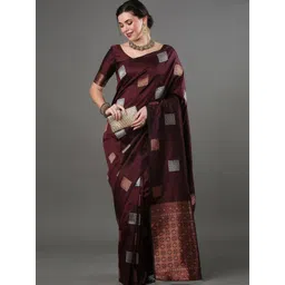ALBIRA CREATION Woven Design Zari Silk Blend Banarasi Saree-picture-39