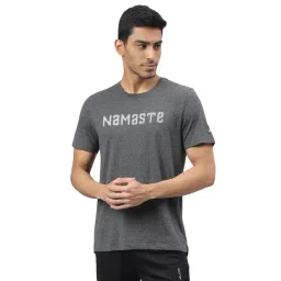 ALCIS Anthra Melange Regular Fit Printed Round Neck Yoga T-Shirt-picture-31