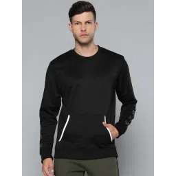ALCIS Black Slim Fit Self Pattern Sweatshirt-picture-39