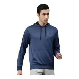 ALCIS Blue Regular Fit Colour Block Hooded Sweatshirt-picture-22