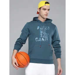 ALCIS Blue Regular Fit Printed Hooded Sweatshirt image 1