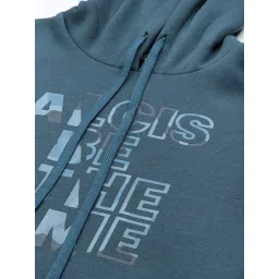 ALCIS Blue Regular Fit Printed Hooded Sweatshirt image 5