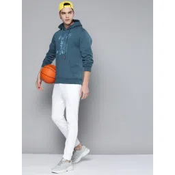 ALCIS Blue Regular Fit Printed Hooded Sweatshirt image 4