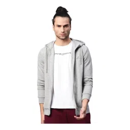 ALCIS Grey Cotton Regular Fit Hooded Sweatshirt image 1