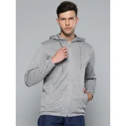 ALCIS Grey Slim Fit Texture Hooded Sweatshirt-picture-42