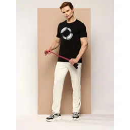 Alcis Men Mid-Rise Waffle Knit Drytech+ Track Pants with Side Stripes-picture-40