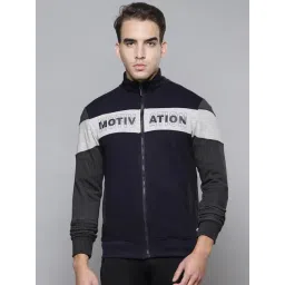 ALCIS Navy Regular Fit Colour Block Sports Jacket-picture-42