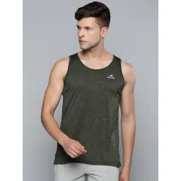 ALCIS Olive Melange Slim Fit Round Neck Sleeveless Sports T-Shirt-picture-15
