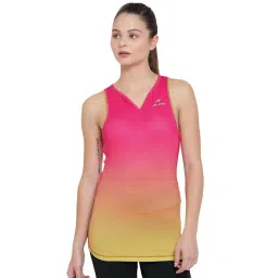 ALCIS Pink & Yellow V Neck Polyester Tank Top-picture-37