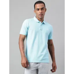 ALCIS Sky Blue Melange Soft-Touch Regular Fit Athleisure Polo T-Shirt-picture-34