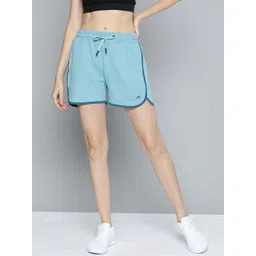 Alcis Women Blue Solid Knitted Slim Fit Running Sports Shorts-picture-11