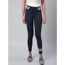 Alcis Women Navy Blue & White Rapid Dry Solid Training Tights-picture-33