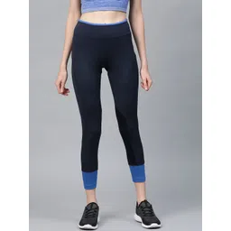 Alcis Women Navy Blue Secure Fit Solid Cropped Training Tights-picture-17