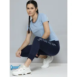 Alcis Women Navy Blue Slim Fit Solid Cropped Running Joggers image 4