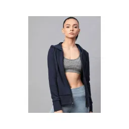 Alcis Women Navy Blue Solid Hooded Sweatshirt-picture-22