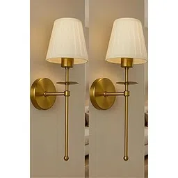 ALDAMIRA LIGHTING DECOR Antique Gold Long Sconce with Fabric Shade Light | Wall Sconce with Metal Frame | Decorative Lighting Fixture for Living Room, Bedroom, Hallway (Pack of 2)-picture-28