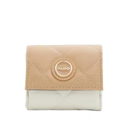 Aldo Beige Quilted Tri-Fold Wallet For Women-picture-10