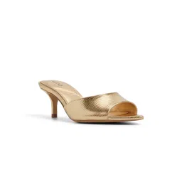 Aldo Benalden Women Gold Textured Kitten Heels-picture-18