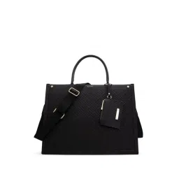 Aldo Vaspias Black Synthetic Textured Tote Handbag-picture-28